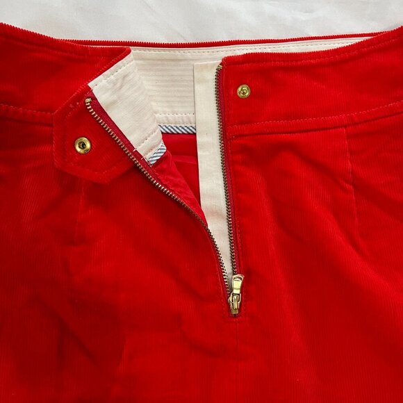 J Crew Bright Red Corduroy Gold Accent Rear Zip Mini Skirt NWT | Size 2 - Picture 5 of 5